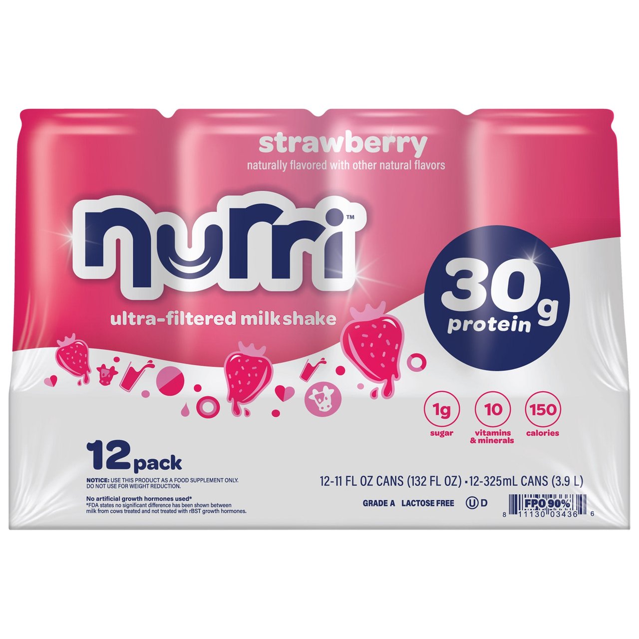 Nurri Protein Shake Strawberry 11 fl oz, 12-Pack - Image 1