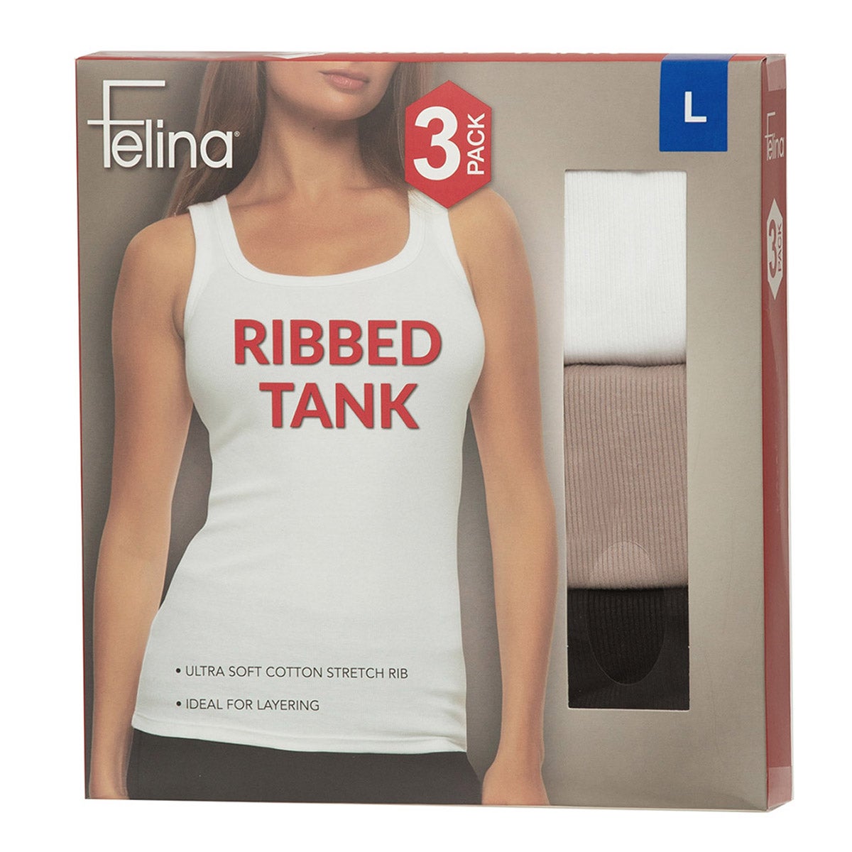 Felina Women's Ribbed Tank, 3-Pack - Image 1