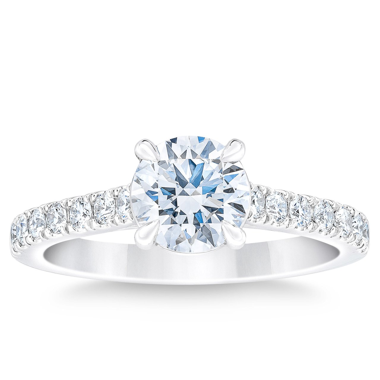 1.65 CTW Round Diamond Platinum Wedding Ring 1.30 CT Center VS2 I - Image 1