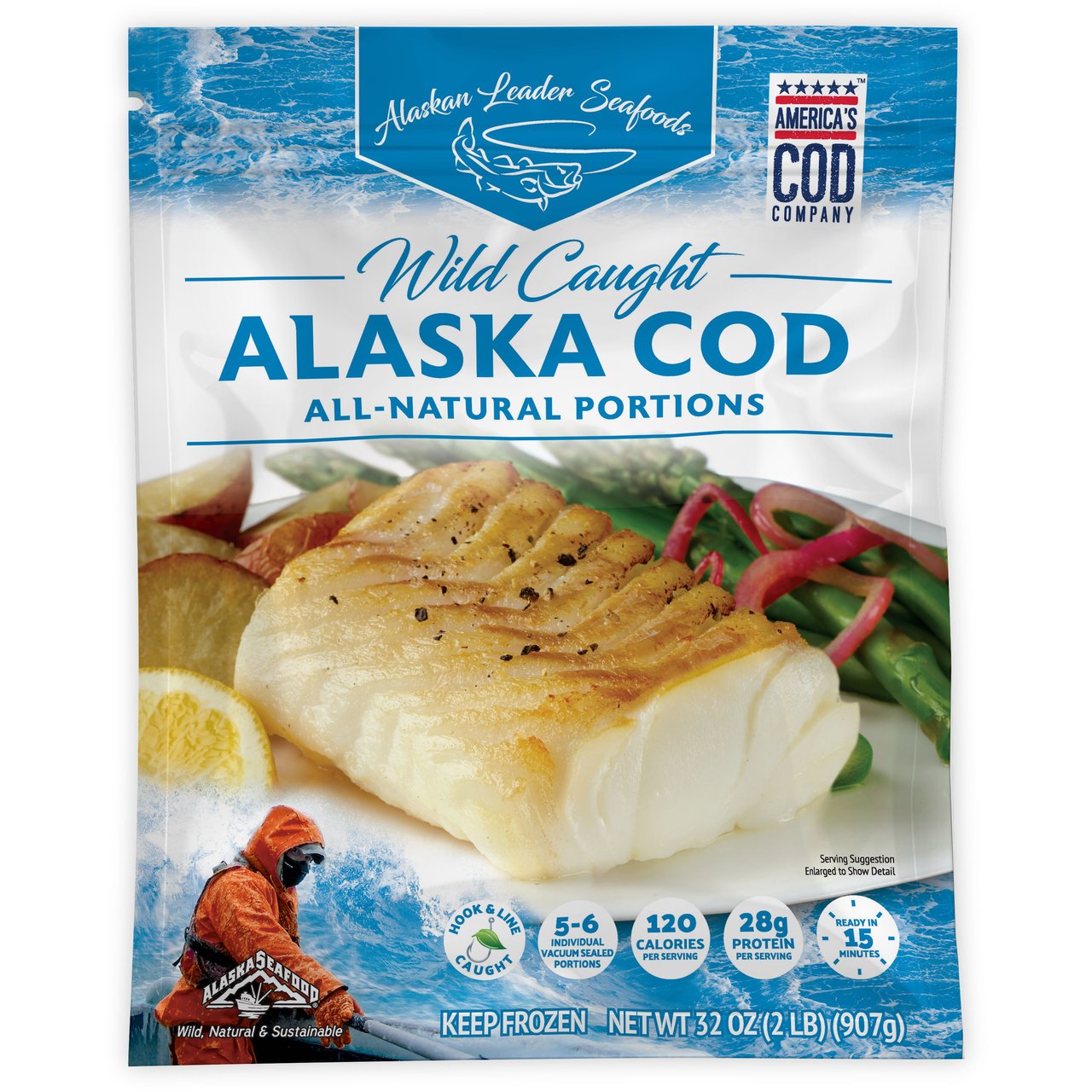 Alaskan Leader Wild Alaska Cod Portions, 2 lb - Image 1
