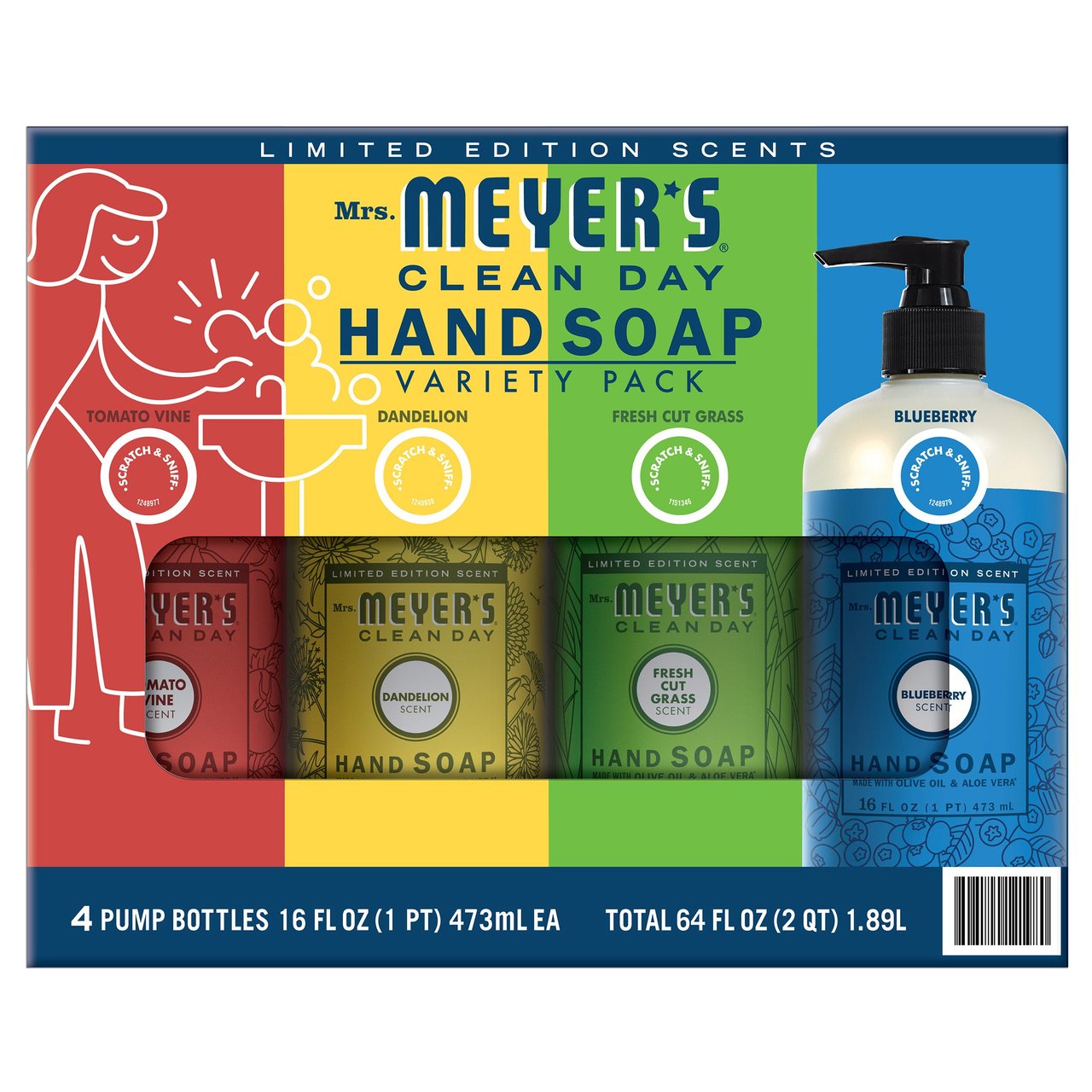 Mrs. Meyer's Clean Day Hand Soap, 16 fl oz, 4-Pack - Image 1