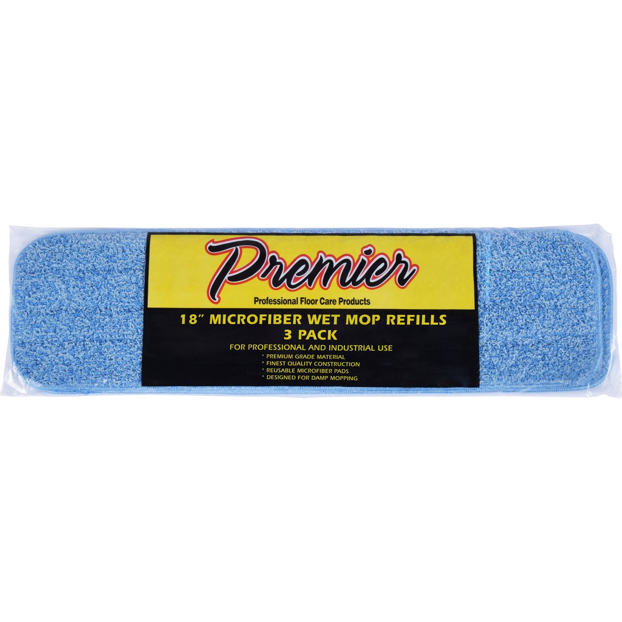 Premier 18" Microfiber Wet Mop Refill, 3-Pack - Image 1