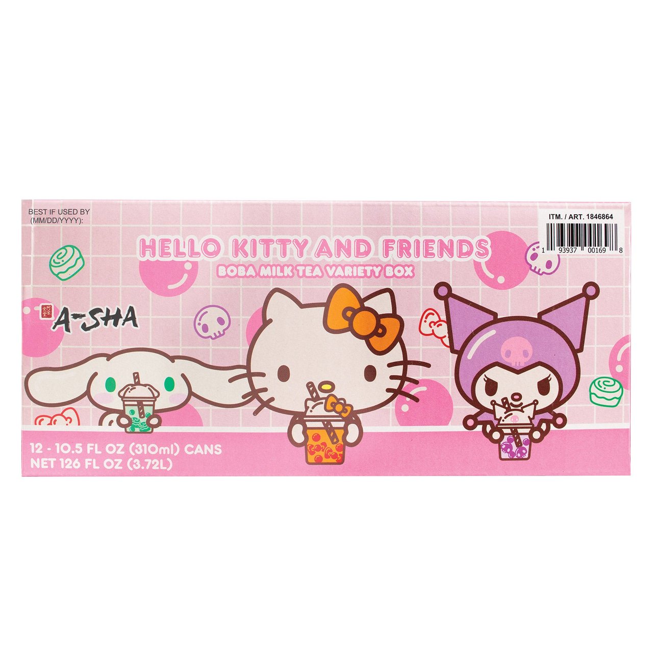 A-Sha Hello Kitty and Friends Boba Milk Tea Variety Box, 12 x 10.5 FL OZ - Image 1