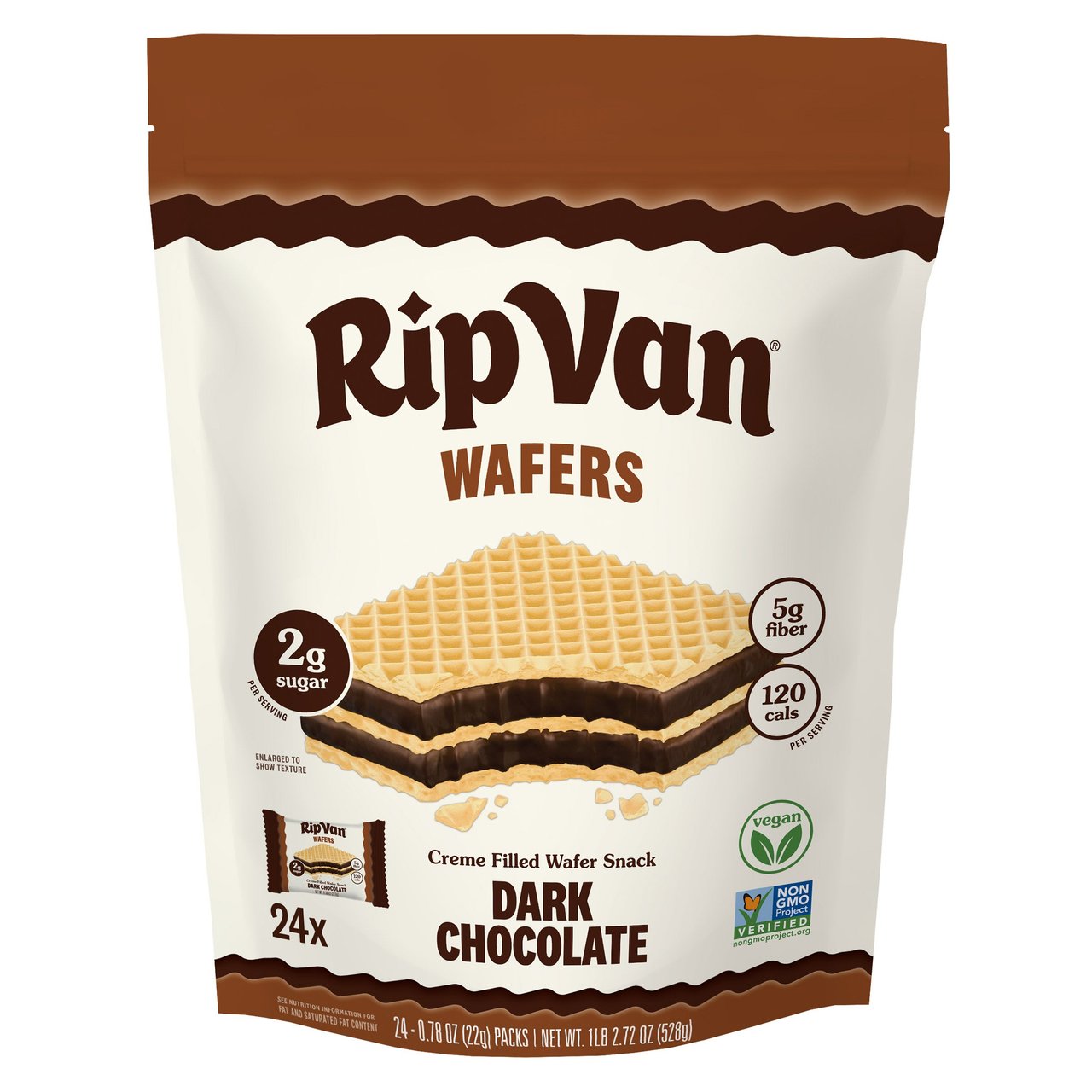 Rip Van Wafels Dark Chocolate Wafers 24 Count Bag - Image 1