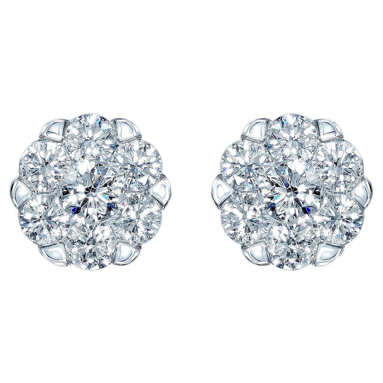 14kt White Gold VS2, I 1.25 CTW Round Diamond Multi-Stone Earrings - Image 1