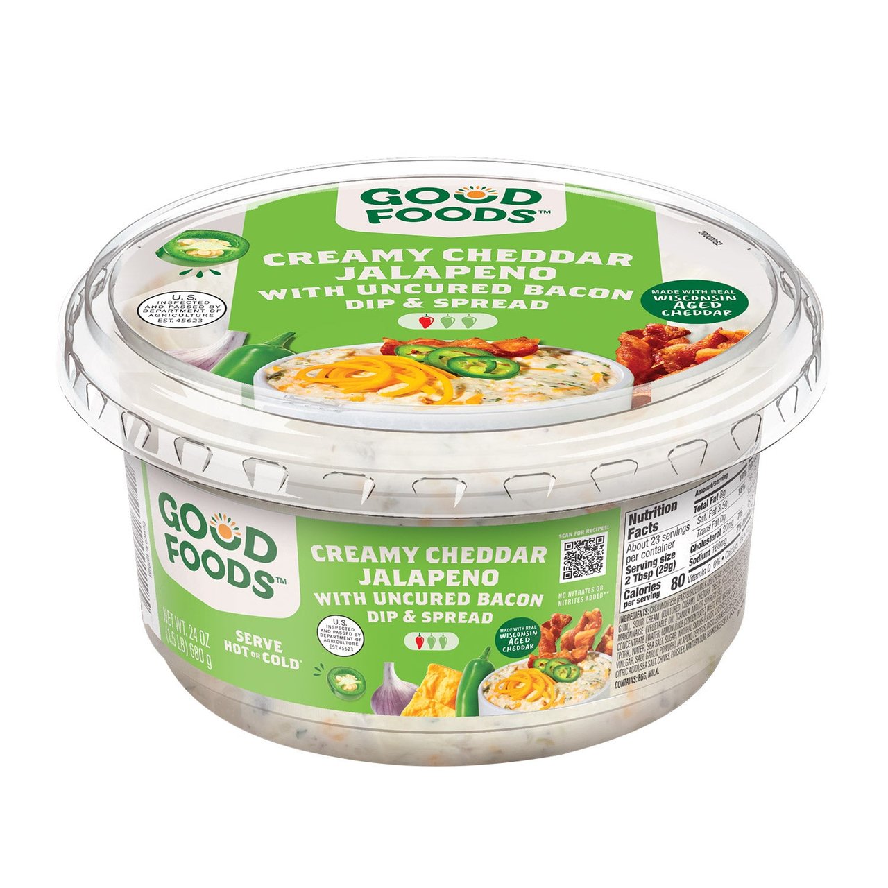 Good Foods Cheddar Jalapeño Dip 24 Ounce Container - Image 1