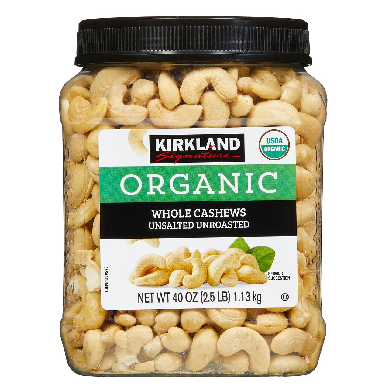 Kirkland Signature Organic Unsalted Cashews, 40 oz - Image 1