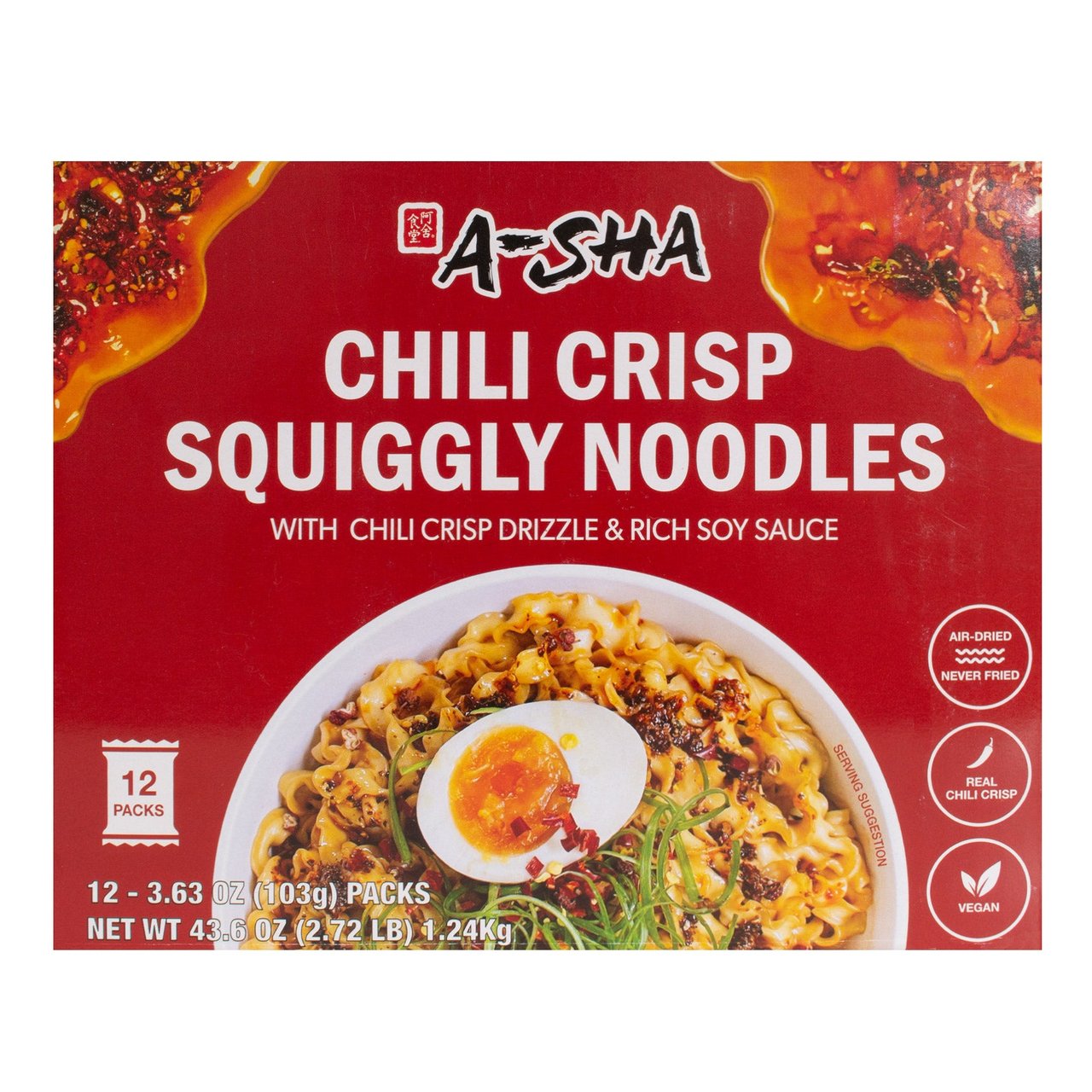 A-Sha Chili Crunch Noodles 12 Count 3.63 oz Each - Image 1