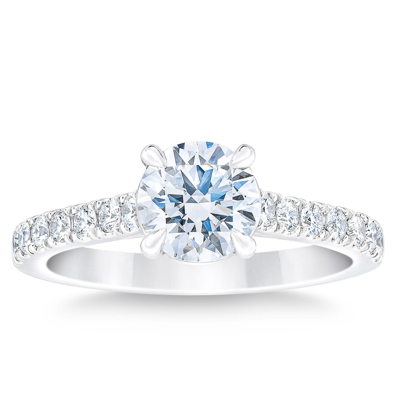 1.65 ctw Round Diamond Platinum Wedding Ring, 1.30 ct Center, VS2 Clarity, I Color - Image 1