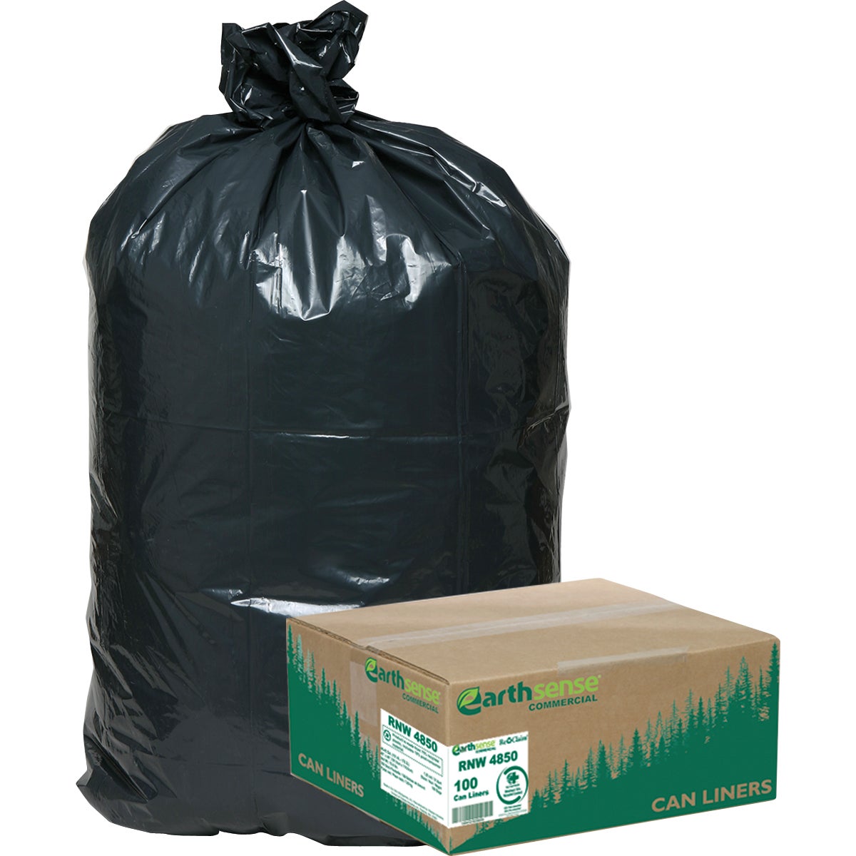 Webster Re-Claim Extra Heavy-Duty Recycled Can Liners, 40-45 Gallon, 100 Count