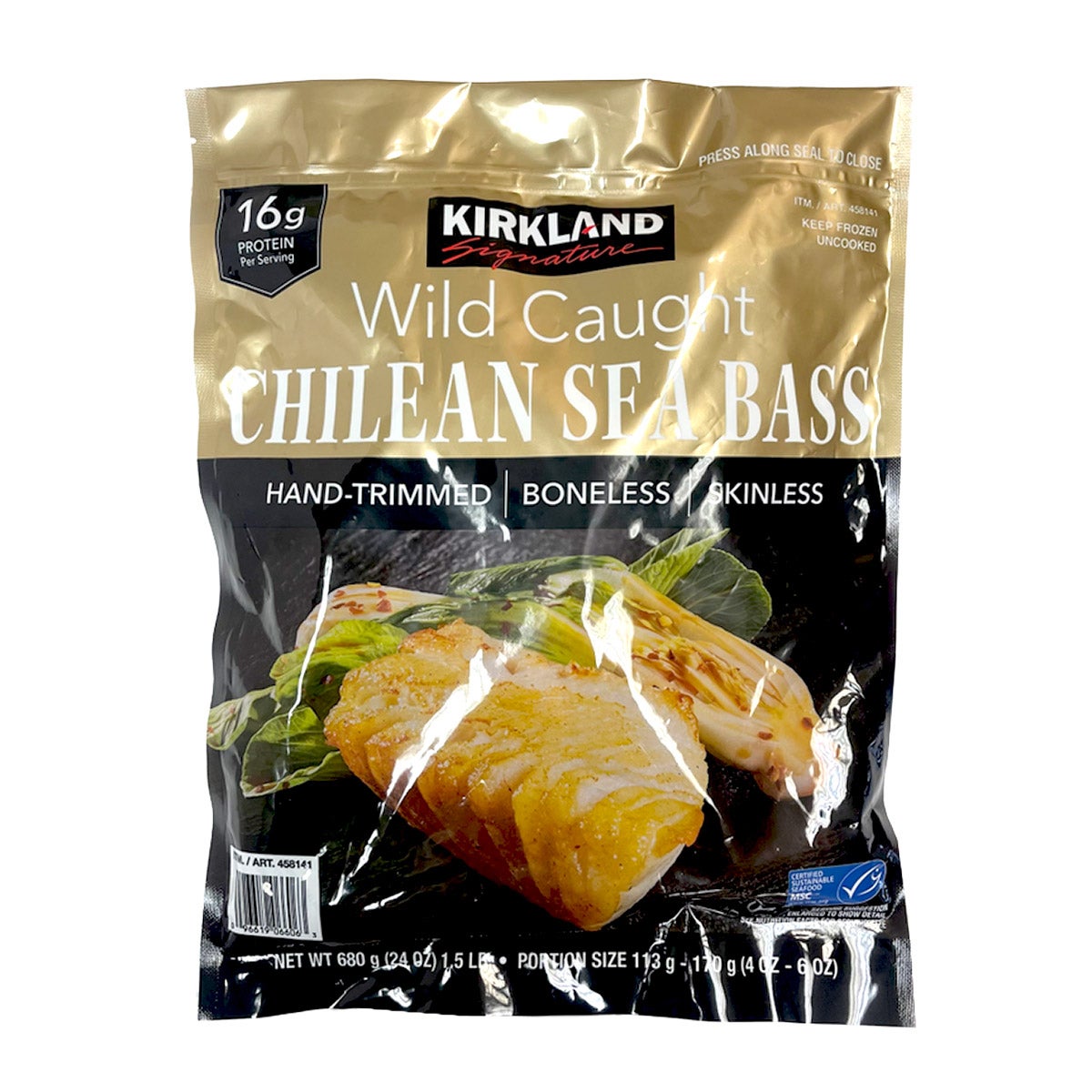 Kirkland Signature Wild Chilean Sea Bass 1.5 Pound Bag - Image 1