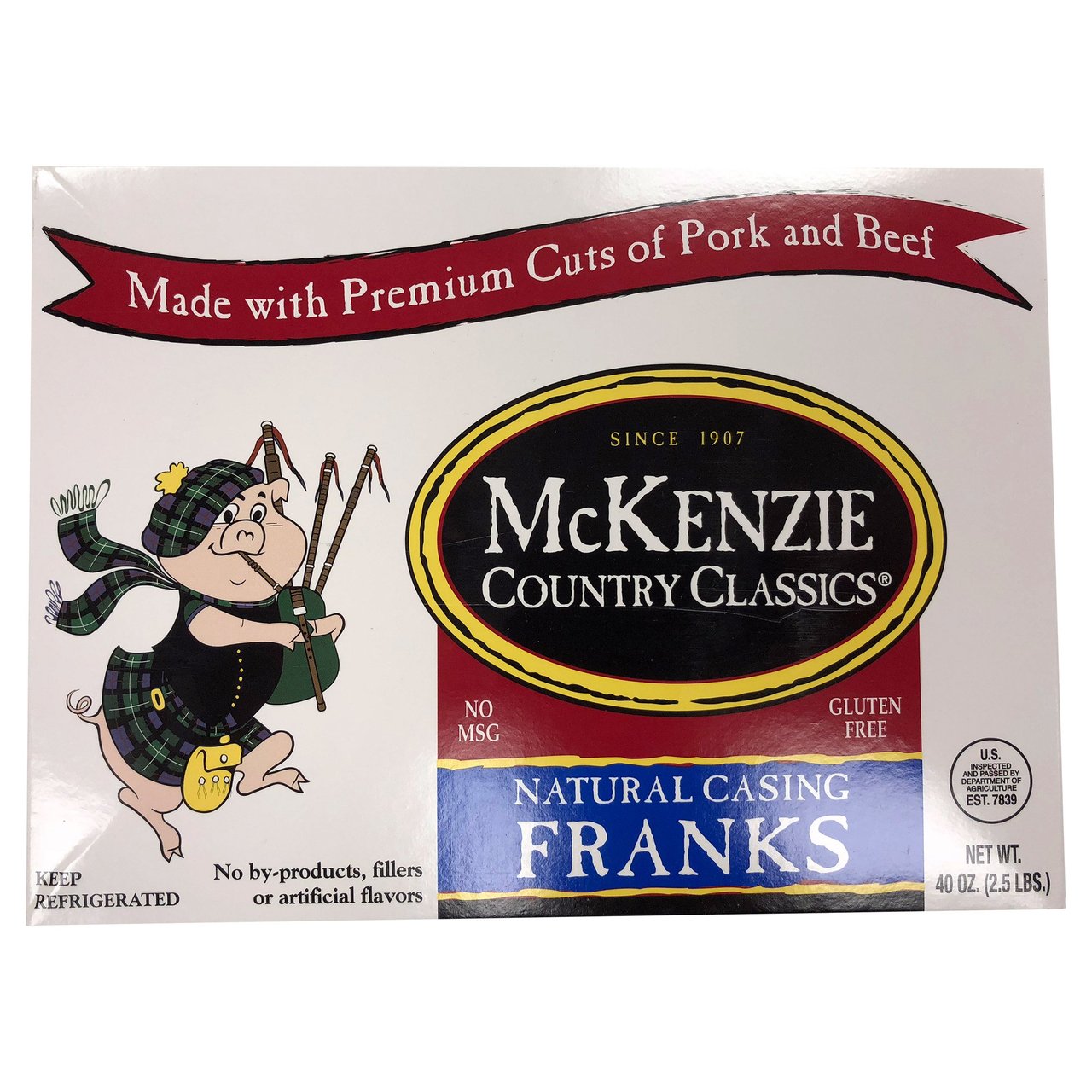 McKenzie Natural Casing Franks, 40 oz (2.5 lbs) - Image 1