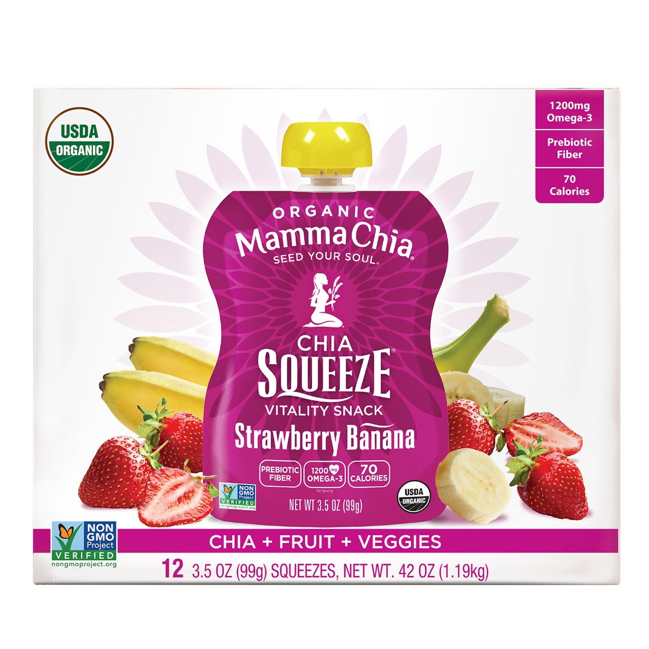 Mamma Chia Organic Strawberry Banana Chia Squeeze 12/3.5 oz - Image 1