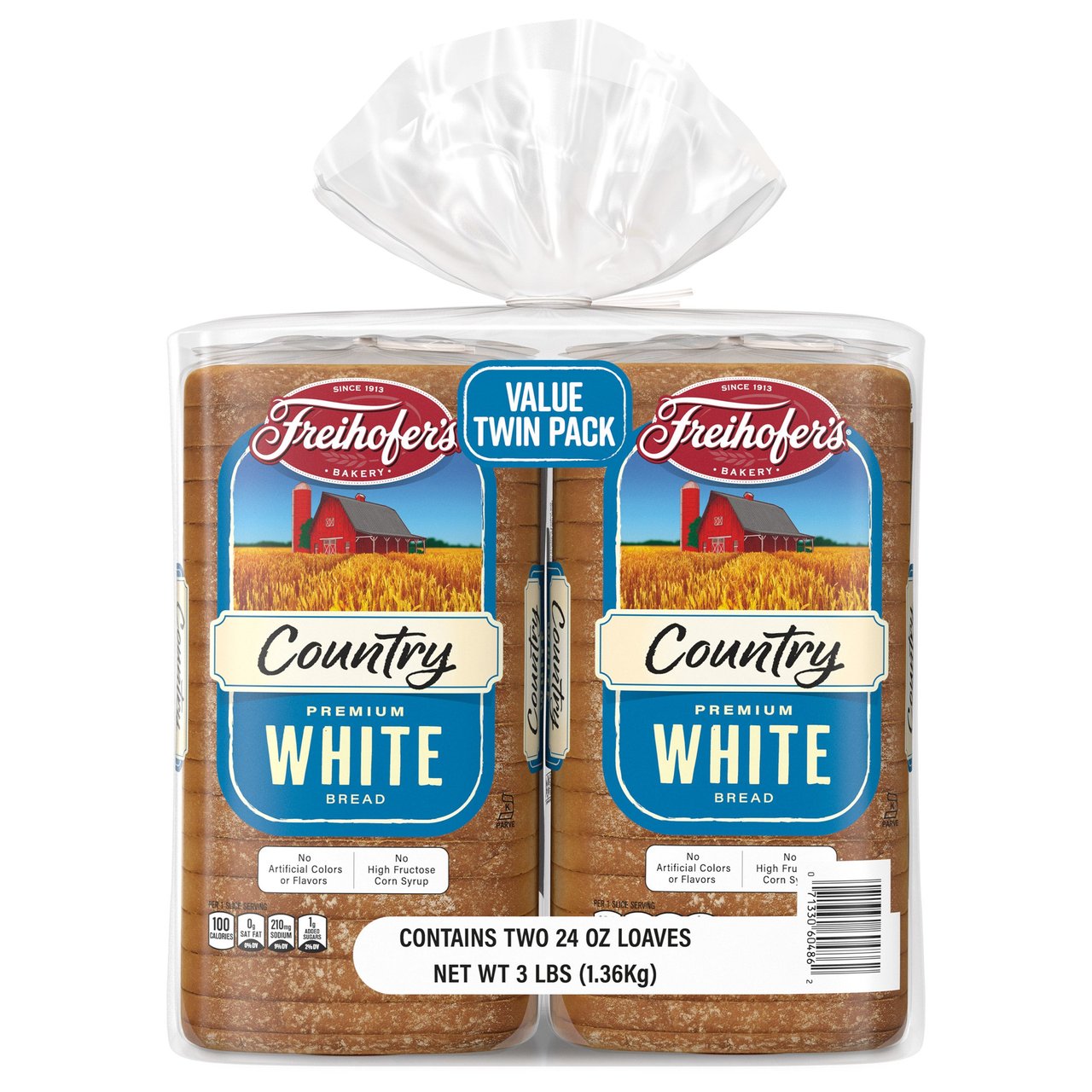 Freihofer's Country White Bread 2/24 oz (3 lbs) - Image 1