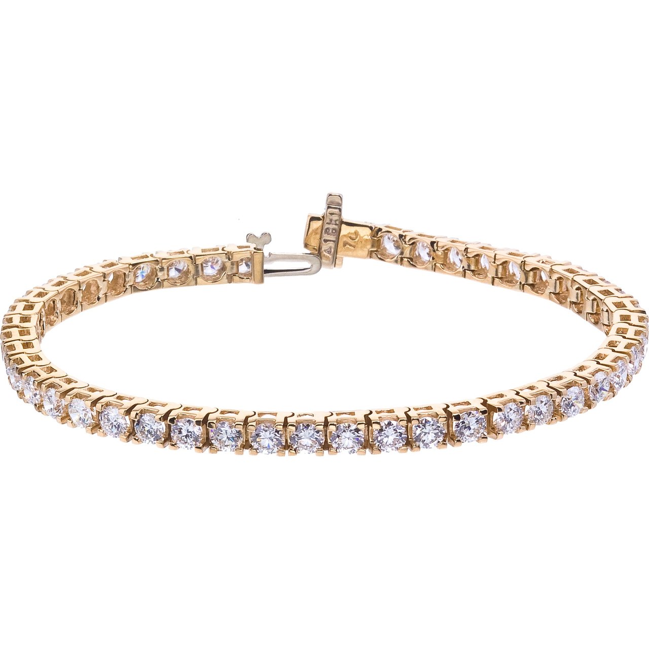 7.00 CTW 18KT Yellow Gold Diamond Tennis Bracelet - Image 1