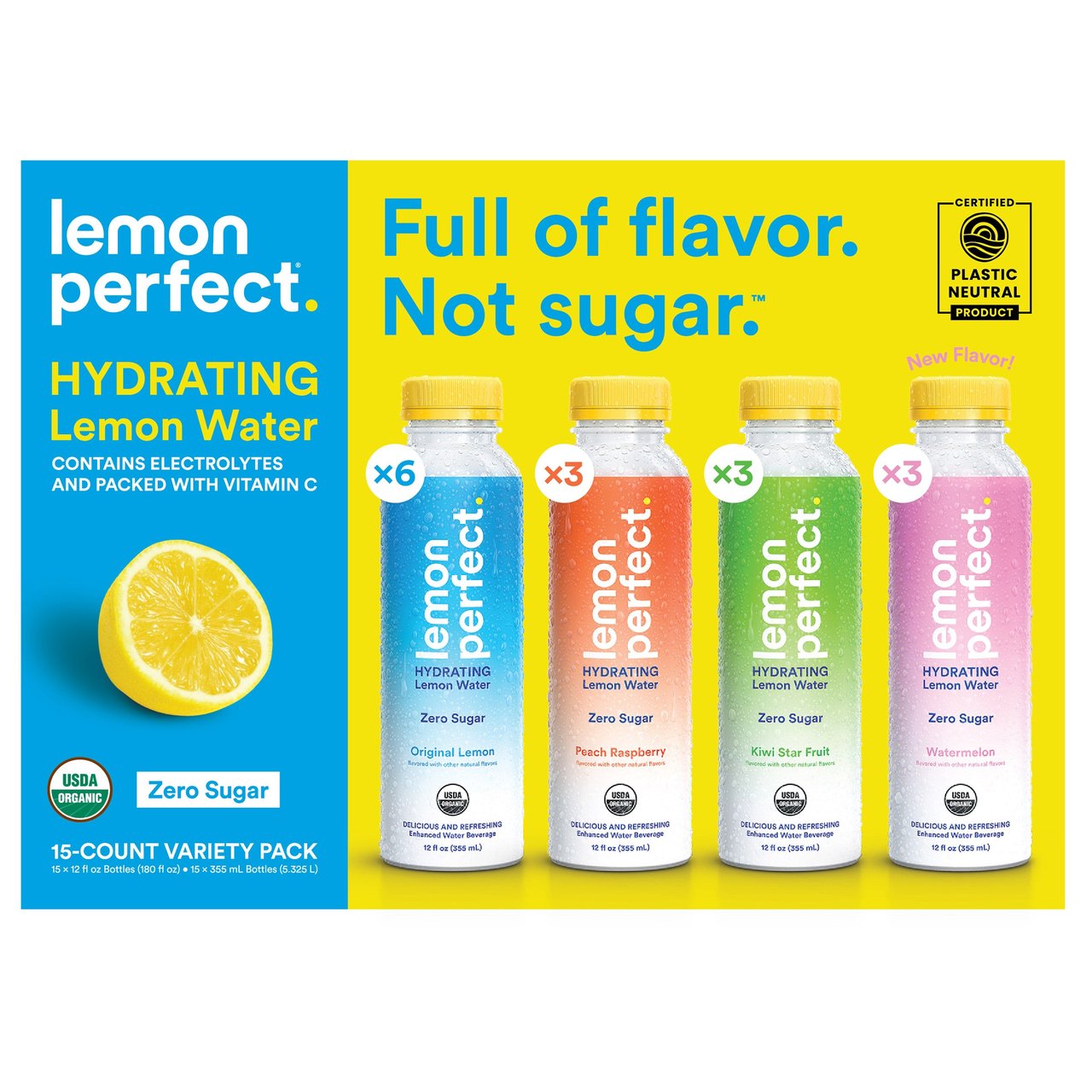 Organic Lemon Perfect Lemon Water Variety 15 Pack 12 Ounces