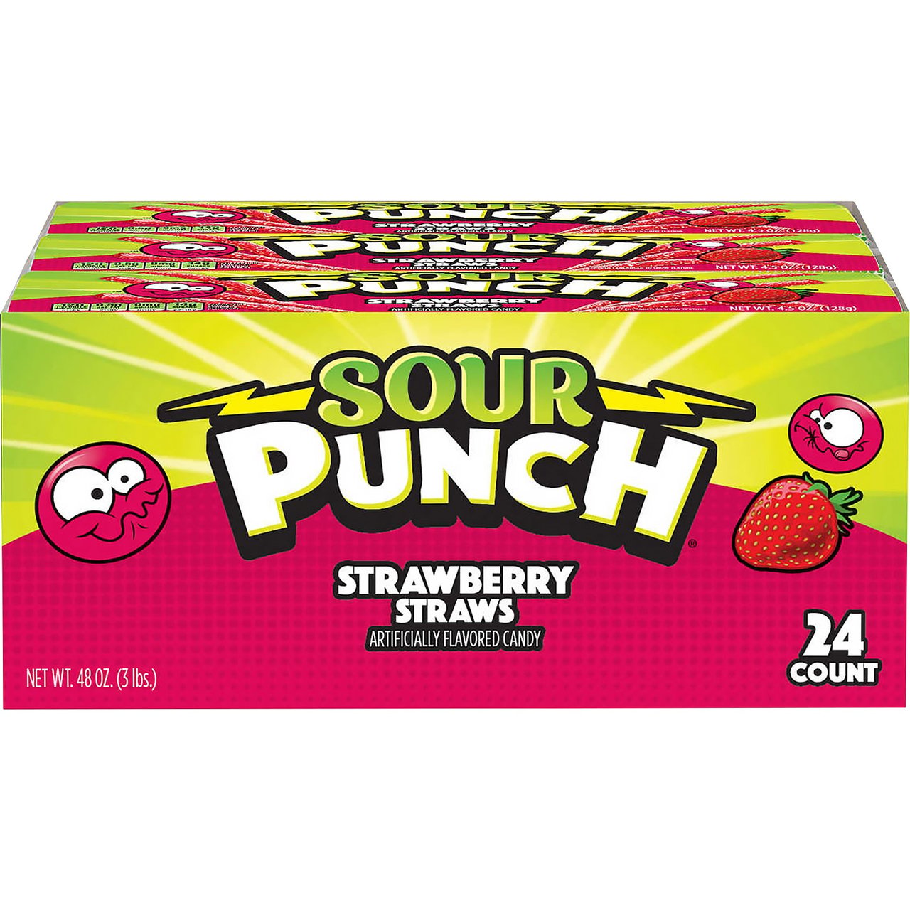 Sour Punch Straws, Strawberry, 2 oz, 24-Count - Image 1