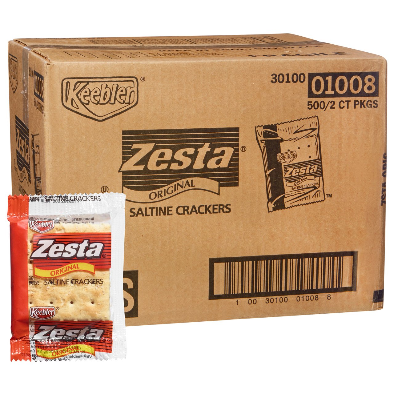Keebler Zesta Original Saltine Crackers, 2-Count Packets, 500-Pack - Image 1