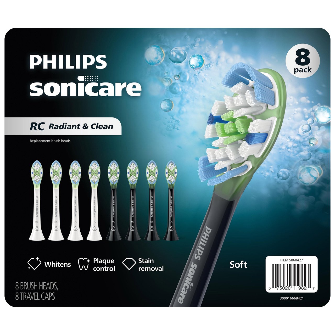 Philips Sonicare Radiant & Clean Replacement Brush Heads, 8-Pack