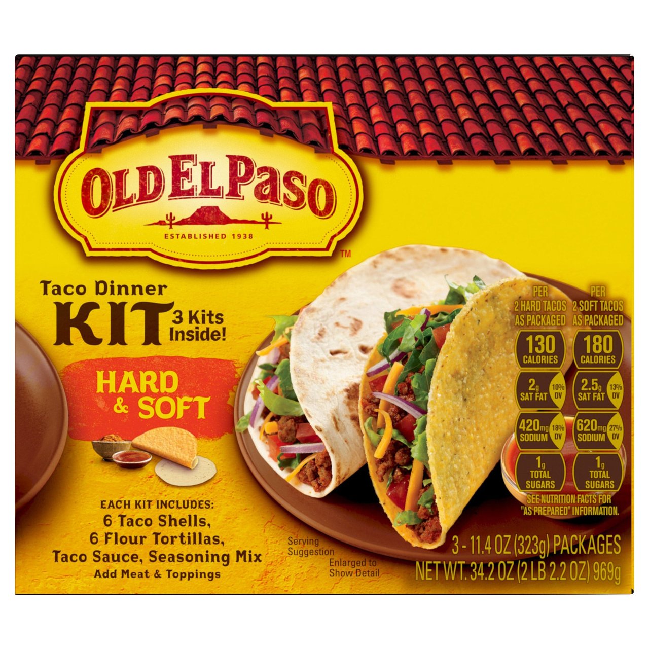 Old El Paso Hard and Soft Taco Dinner Kit 34.2 oz (2.1 lbs) - Image 1