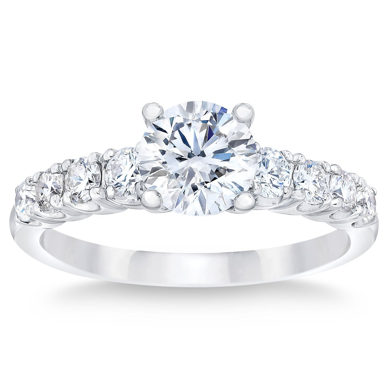 2.07 CTW Round Diamond Wedding Ring in Platinum, 1.13 CT Center, VVS2 Clarity, F Color - Image 1