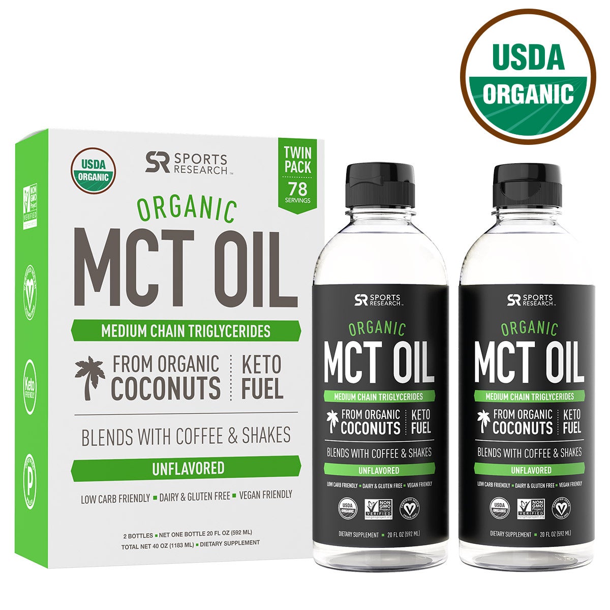 Sports Research USDA Organic MCT Oil 40 Ounce - Image 1