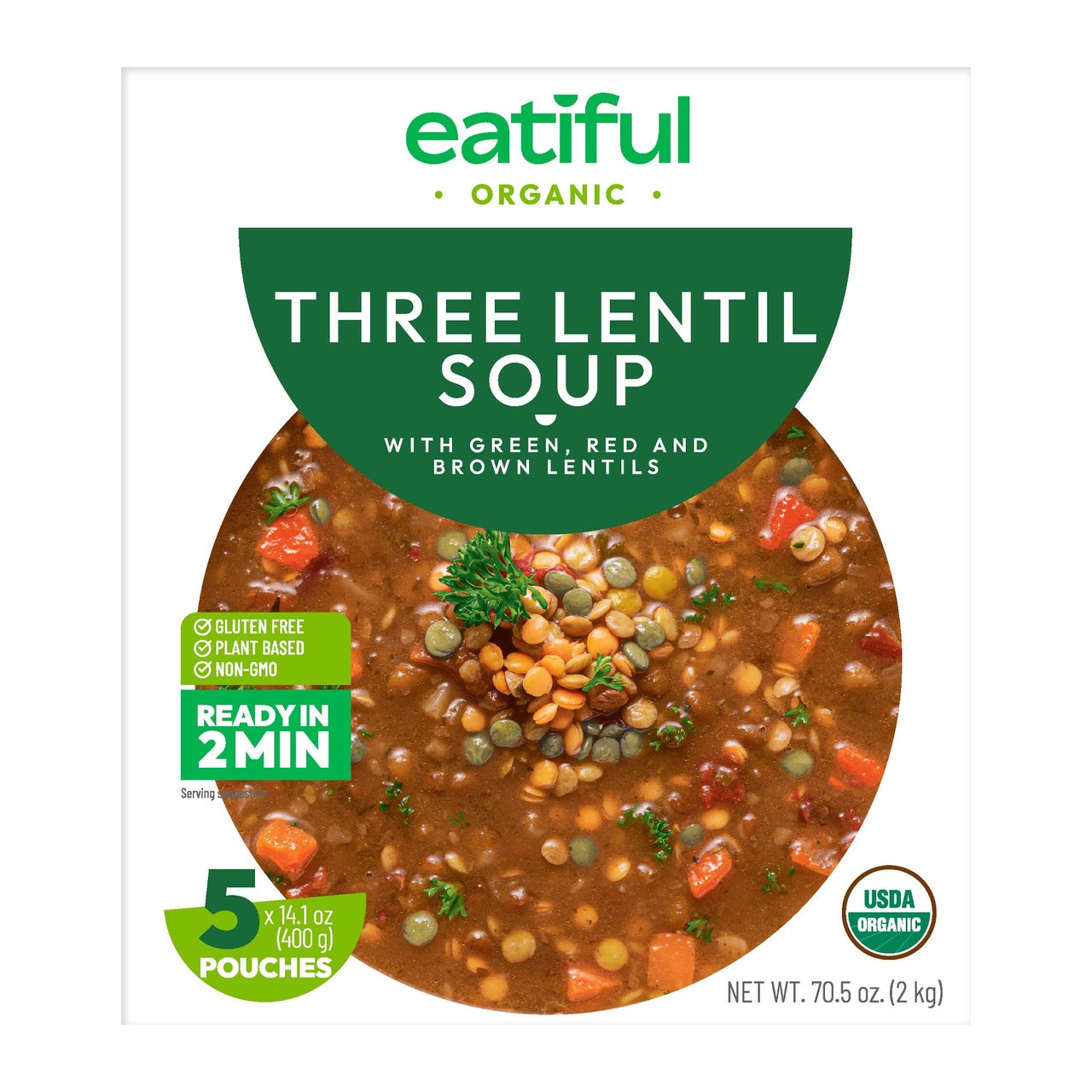 Eatiful Organic Three Lentil Soup 5/14.1 oz - Image 1
