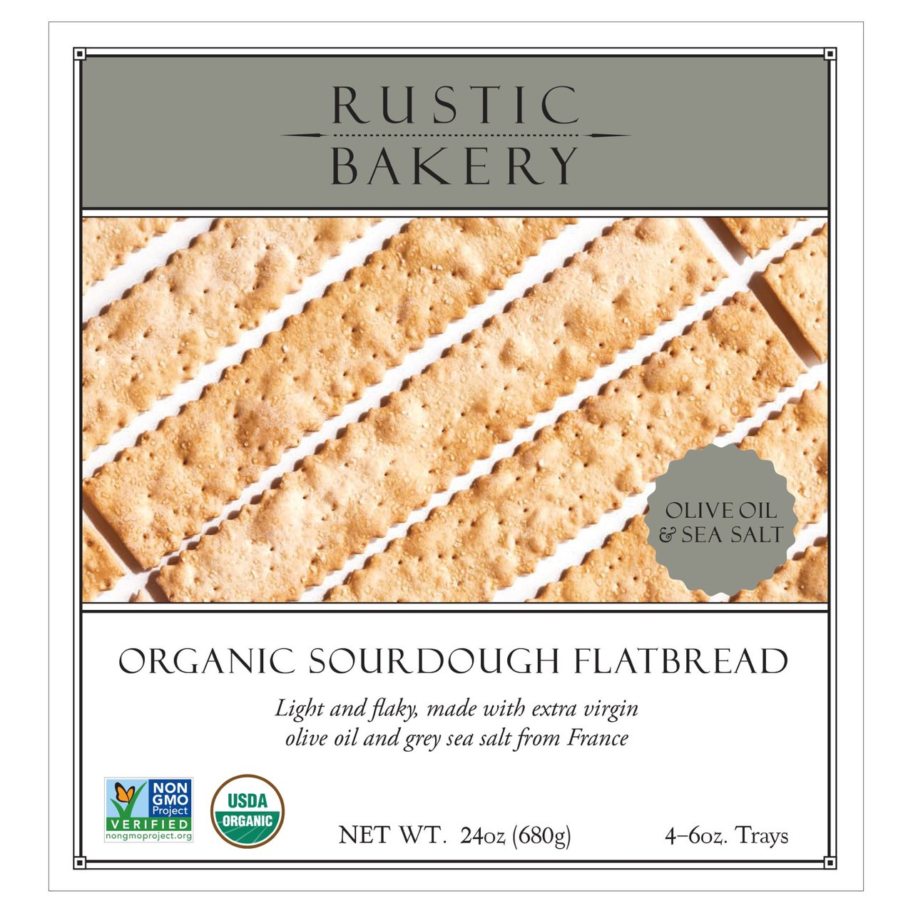 Organic Rustic Bakery Olive Oil and Sea Salt Flatbread 24 Ounces - Image 1