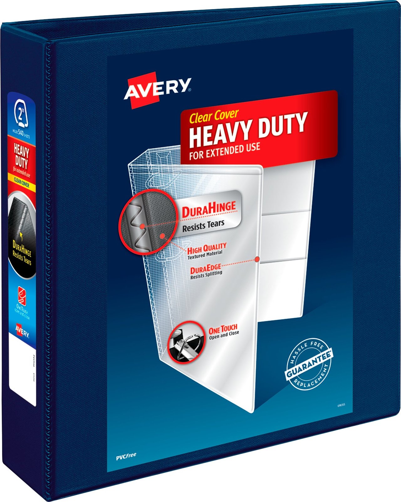 Avery Heavy-Duty View Binder with One Touch EZD D-Ring, 2", Navy Blue, 3-Pack - Image 1