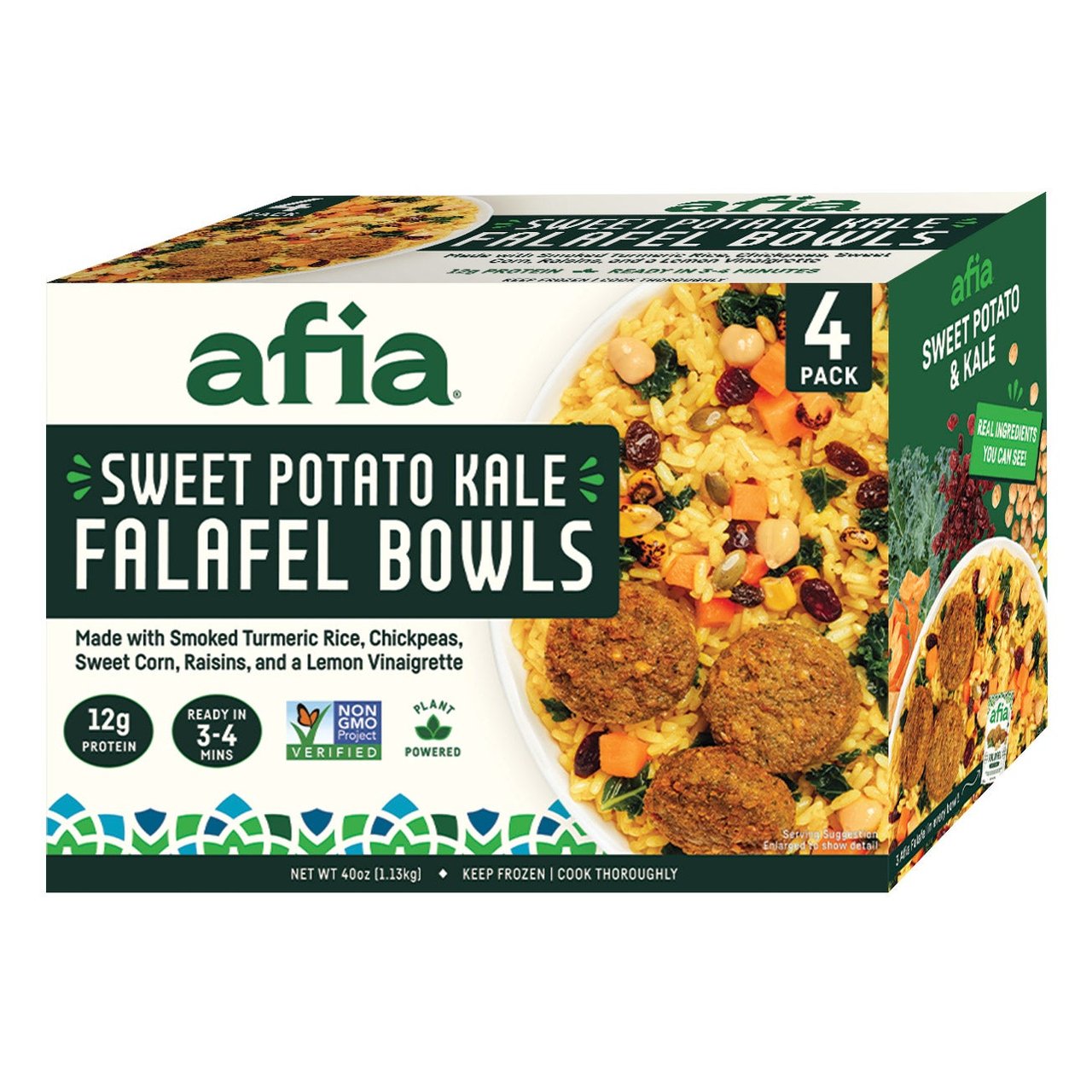 Afia Sweet Potato & Kale Mediterranean Falafel Bowl 4 Pack, 10 Ounces Each - Image 1