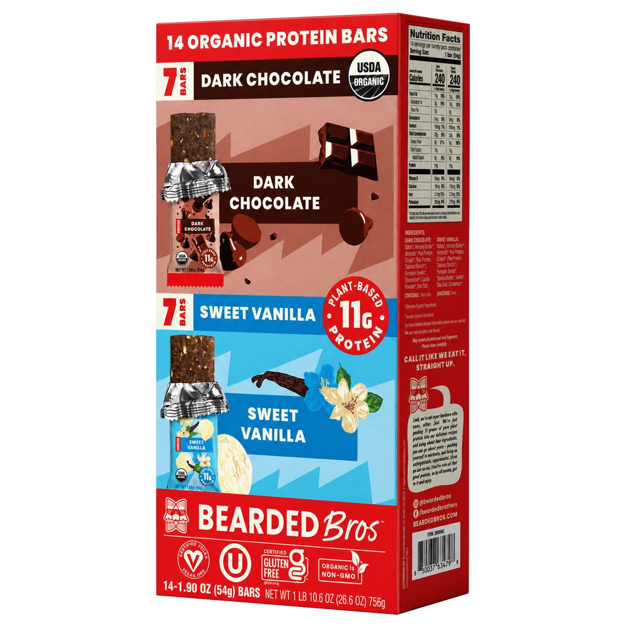 Bearded Brothers Organic Protein Bars, 14-Pack / 1.9 oz - Image 1