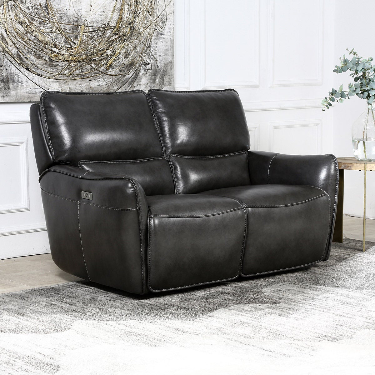 SIMON LI LEATHER POWER RECLINING LOVESEAT - Image 1