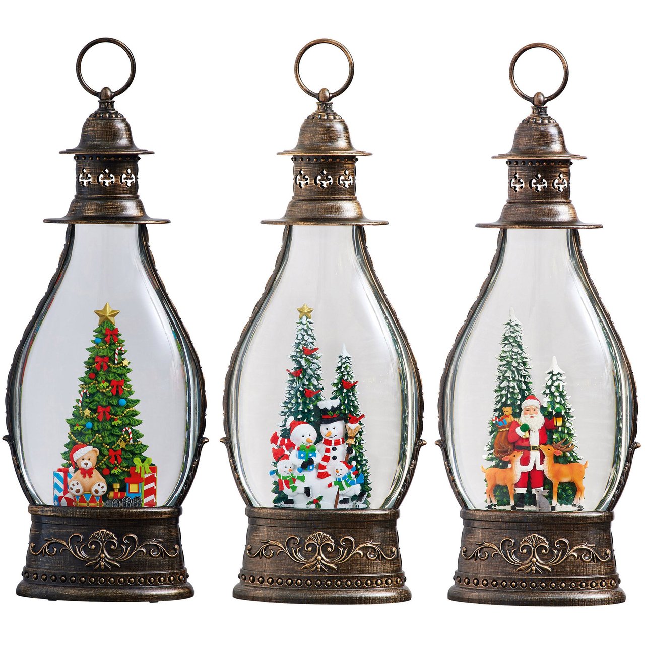 20" Glitter Lantern with LED Lights - Image 1