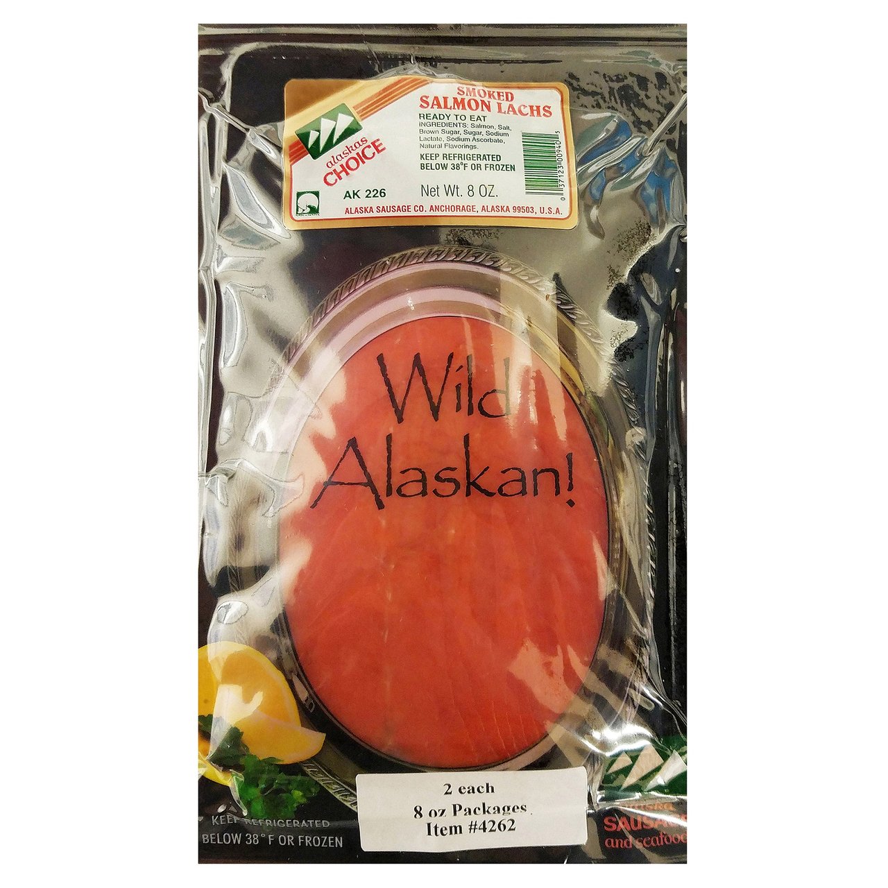 Alaska Sausage Co. Sockeye Lachs (Lox) Smoked Salmon, 2 x 8 oz - Image 1
