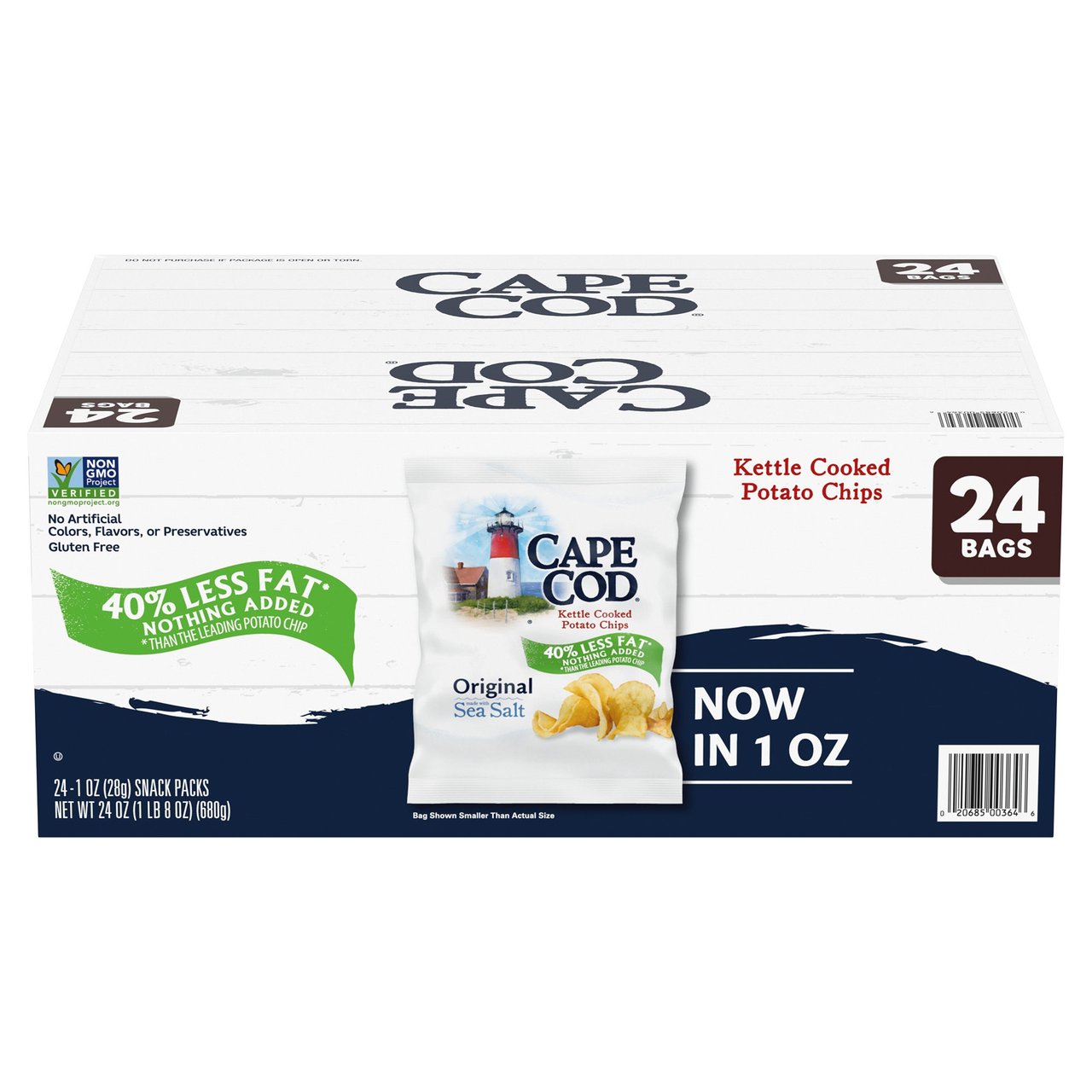 Cape Cod Reduced Fat Original with Sea Salt Kettle Chips, 24 × 1 oz - Image 1