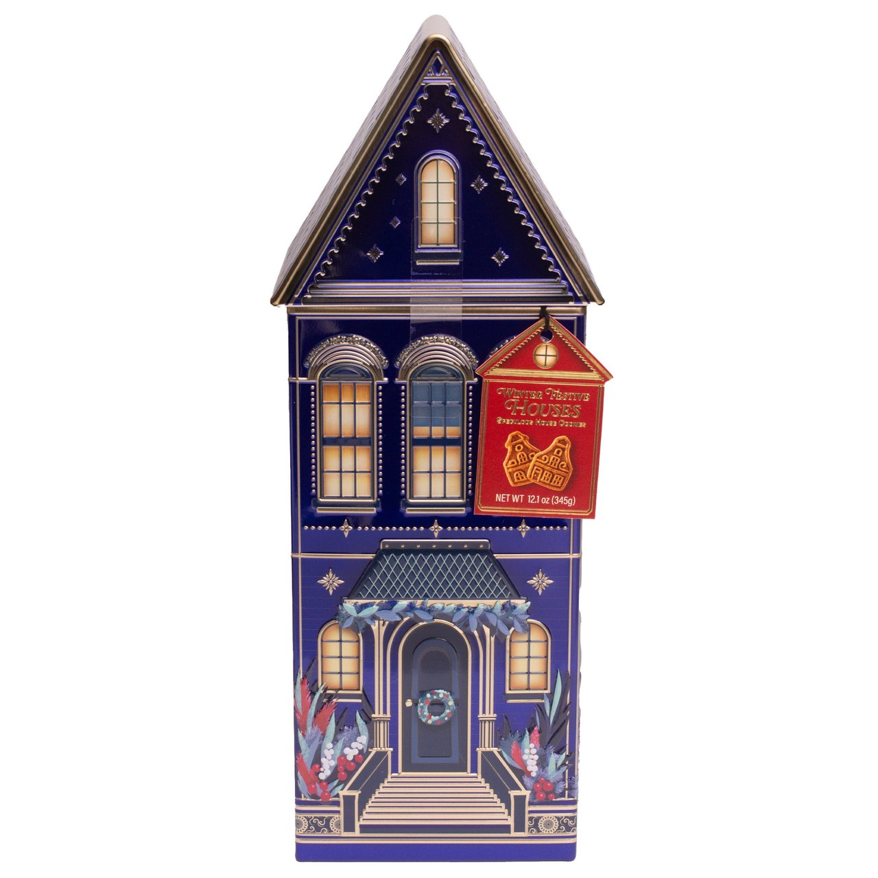 Silver Crane House Tin with Cookies, 12.1 oz (0.75 lb) - Image 1