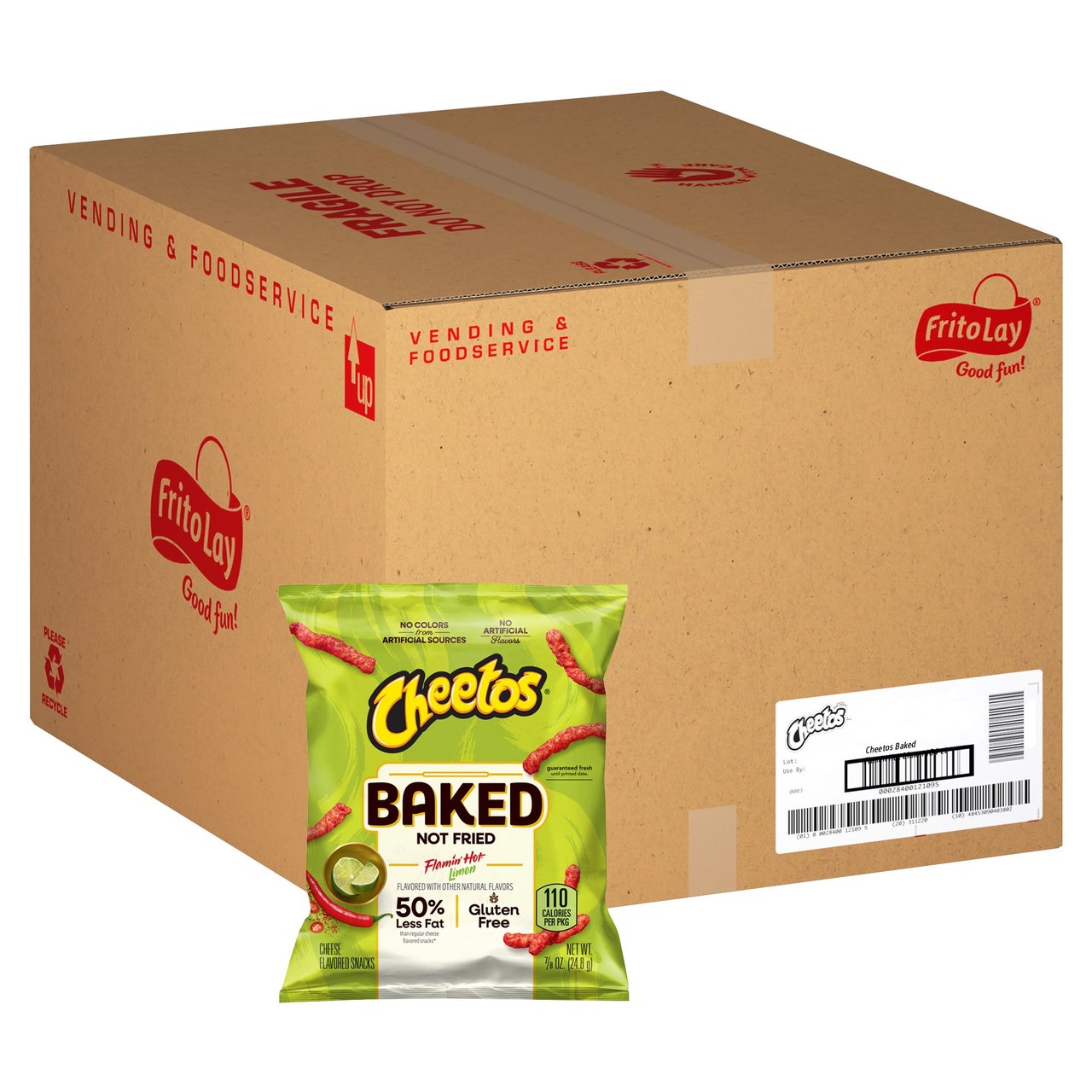 Frito-Lay Cheetos Baked Flamin' Hot Limón Cheese Flavored Snacks, 104 ct / .875 oz - Image 1