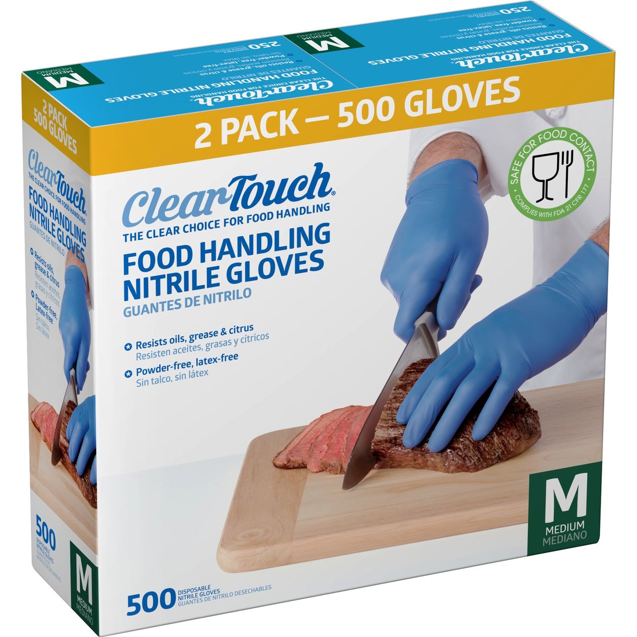 Clear-Touch Food Handling Nitrile Gloves, Medium, Blue, 2/250 CT - Image 1