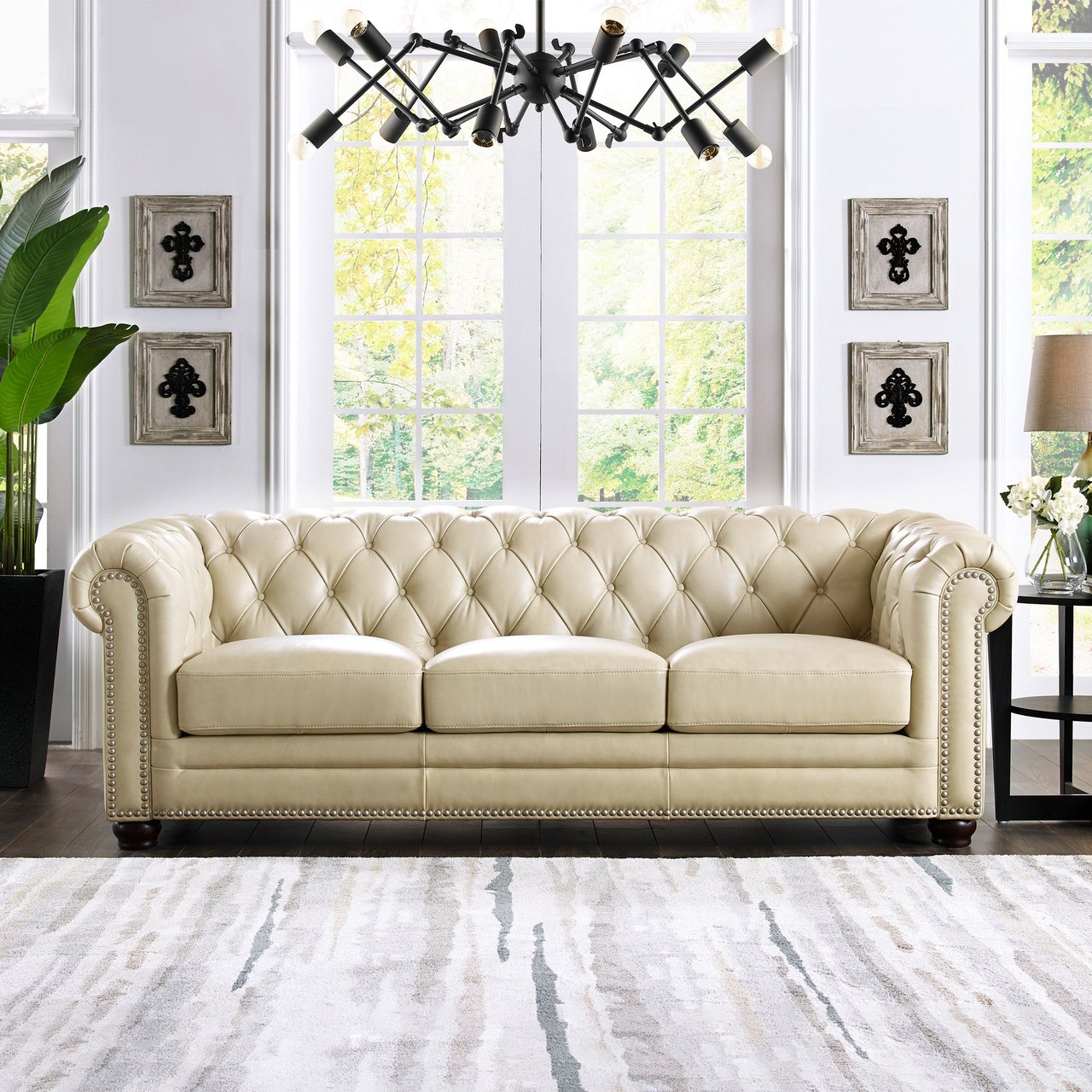 Allington Top Grain Leather Sofa - Eggshell White (Last Unit - Display for Sale) - Image 1