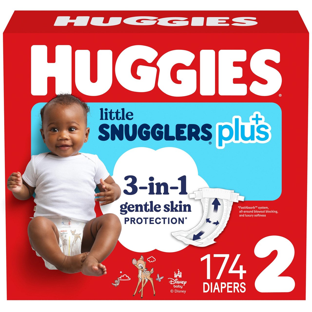 Huggies Little Snugglers Plus Diapers, Disney Baby, Size 2, 174 CT - Image 1