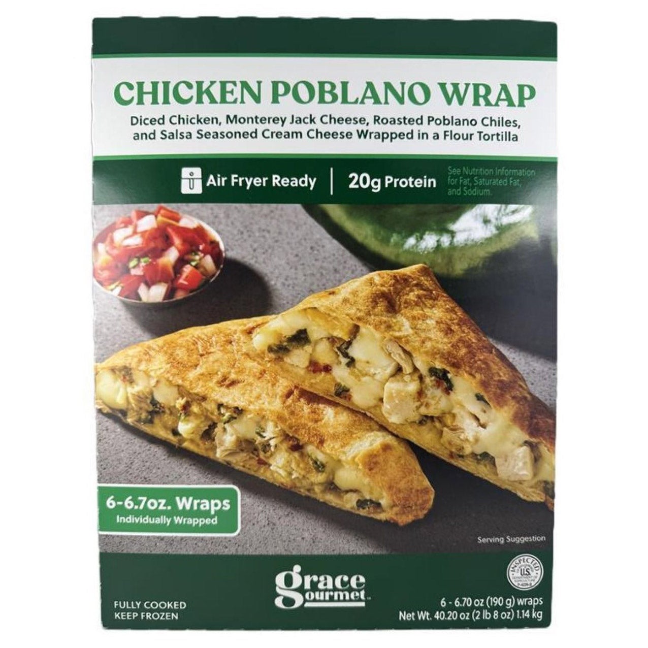 Grace Gourmet Chicken Poblano Wrap, 6-Count, 6/6.7 oz - Image 1