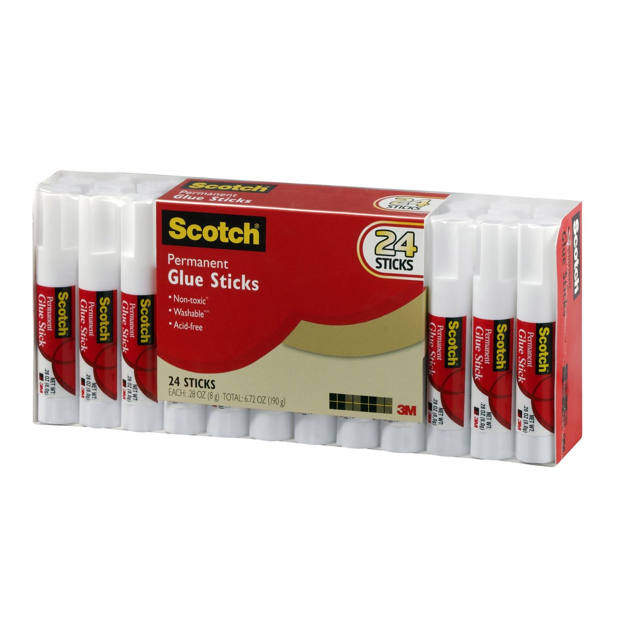 Scotch Permanent Glue Stick, 0.28 oz, 24-Count - Image 1