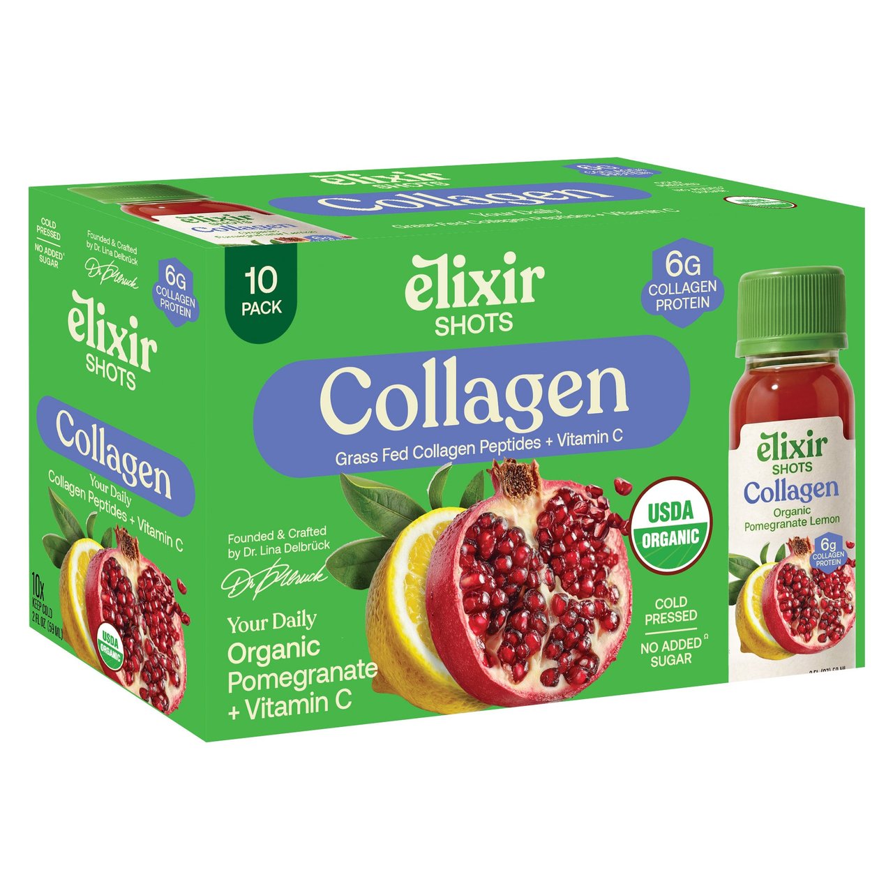 ELIXIR SHOTS ORGANIC COLLAGEN SHOTS 10/2 OZ - Image 1