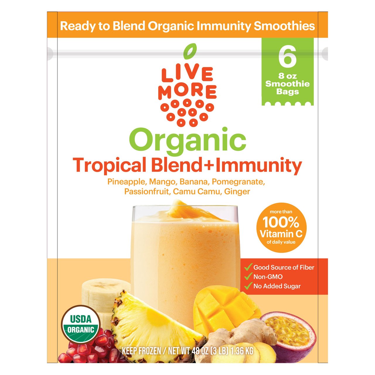 LIVEMORE ORGANIC IMMUNITY SMOOTHIE 6/8 OUNCE BAGS - Image 1
