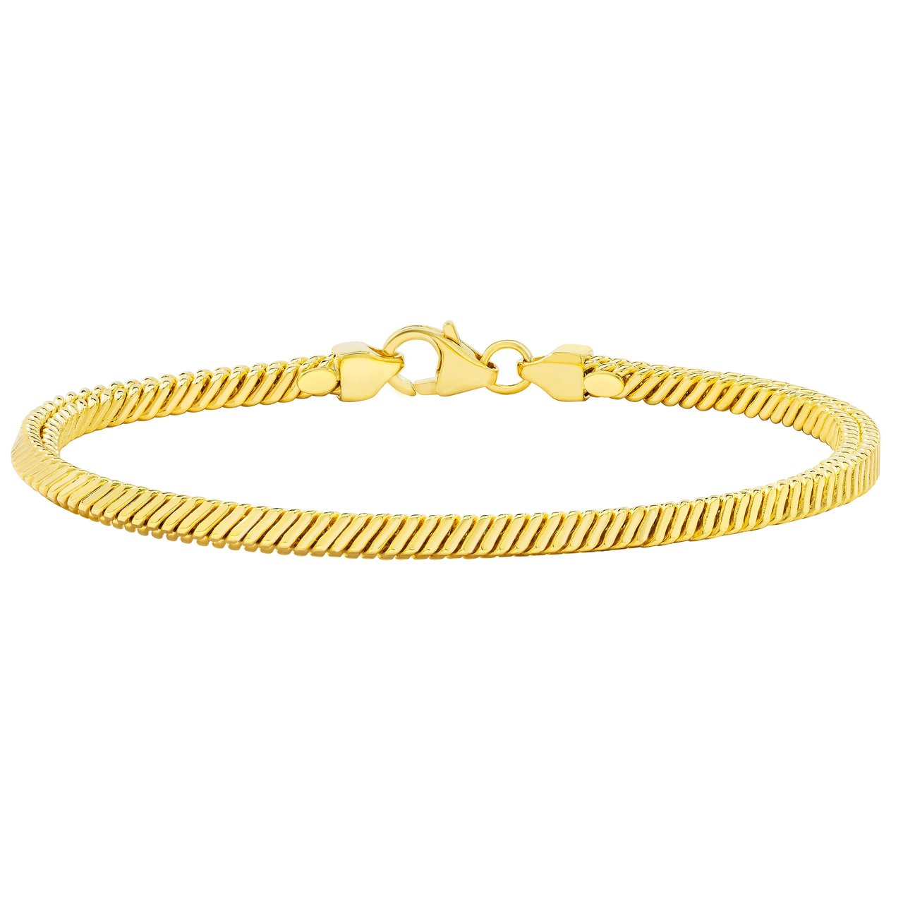 18KT Yellow Gold 7.5" Square Snake Bracelet Made in Italy - Image 1