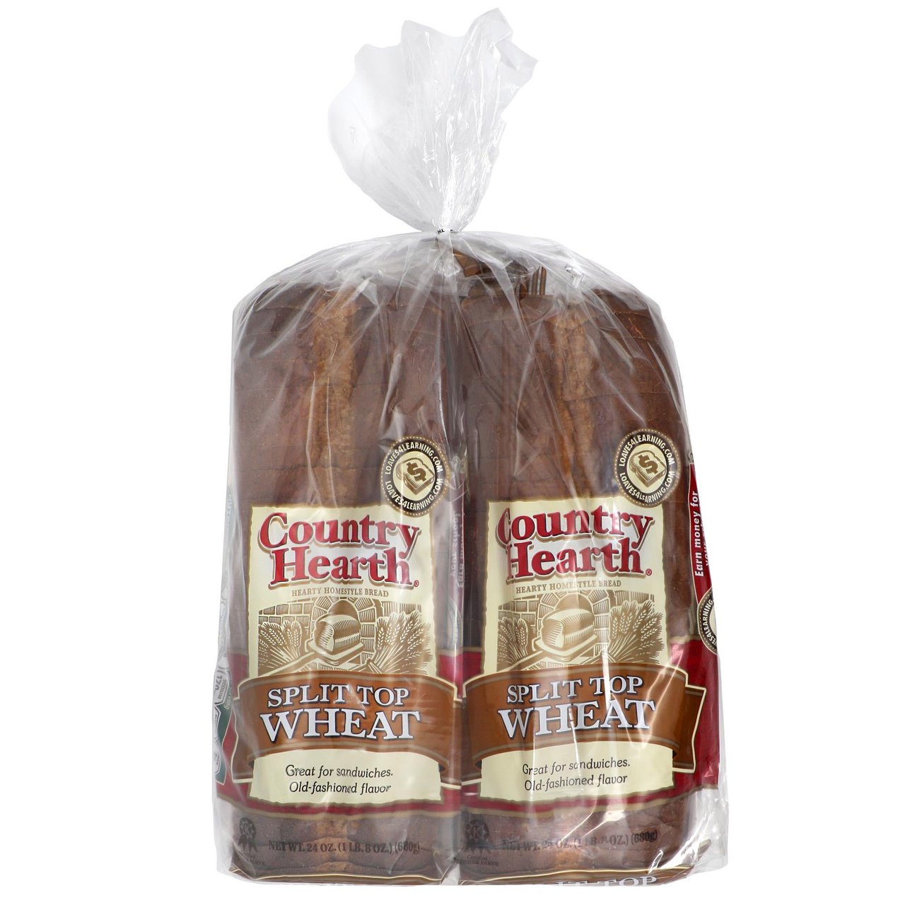 Country Hearth Split Top Wheat Bread, 2 x 24 oz Loaves - Image 1