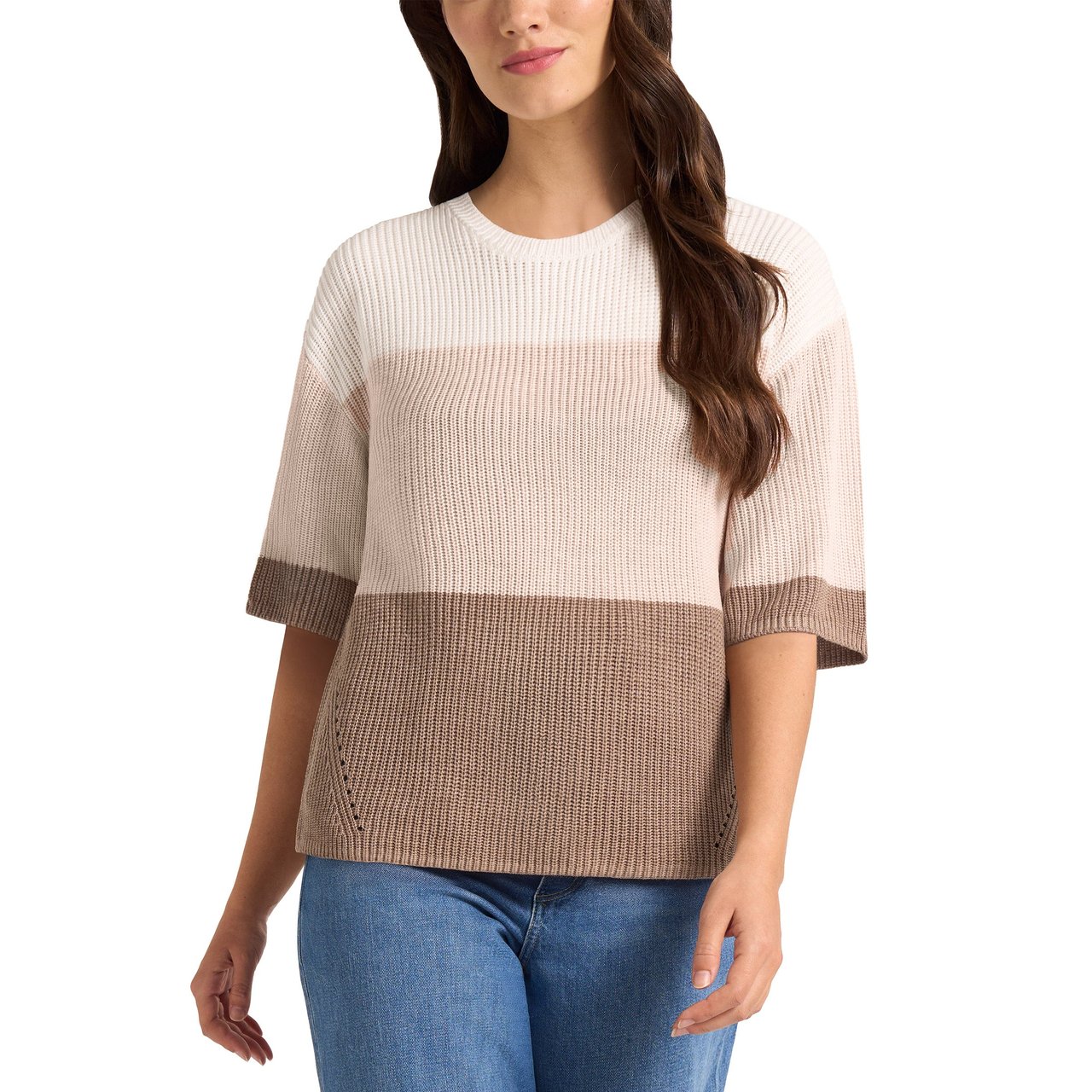 Matty M Women's Elbow Sleeve Color Block Sweater - Image 1