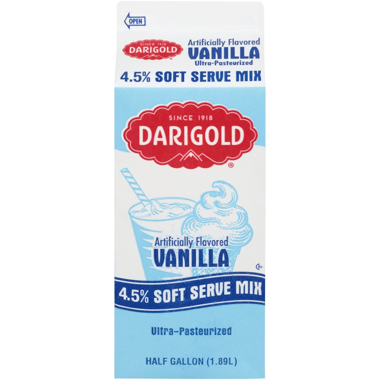 Darigold Vanilla 4.5% Soft Serve Mix, Half Gallon, 6 ct - Image 1