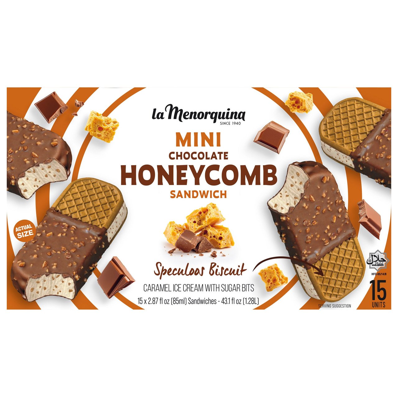 La Menorquina Mini Honeycomb Chocolate Sandwiches, 15-Pack (2.87 oz each) - Image 1