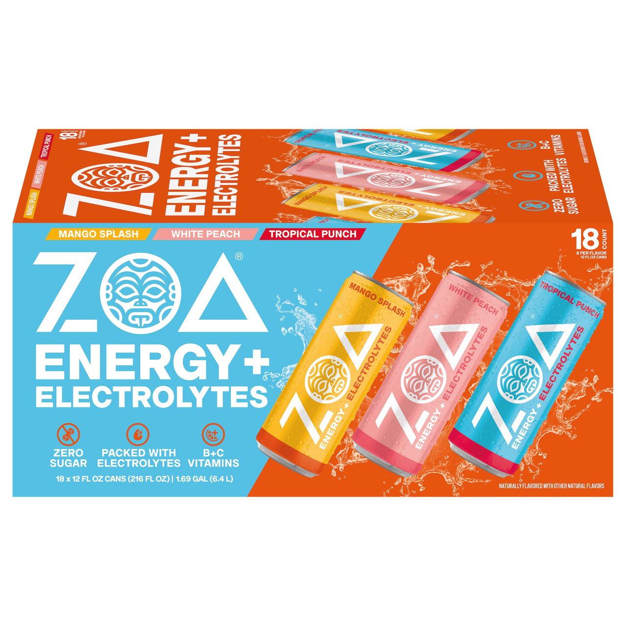 ZOA ENERGY ENERGY + ELECTROLYTES 18/12 FLOZ (6.75 QTS) - Image 1